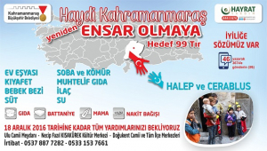 HAYDİ KAHRAMANMARAŞ YENİDEN ENSAR OLMAYA: HEDEF 99 TIR..