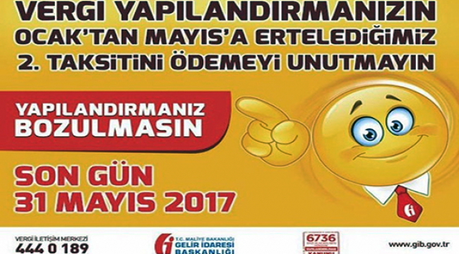 VERGİ BORCU İÇİN YARIN SON...