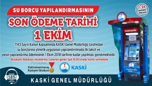 YAPILANDIRMANIN İLK TAKSİT ÖDEMESİNDE SON TARİH 1 EKİM 2018..