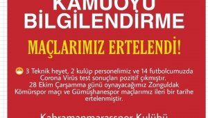 Kahramanmaraşspor maçları ertelendi..