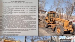 Nurhak Belediyesi iş makinelerini satıyor