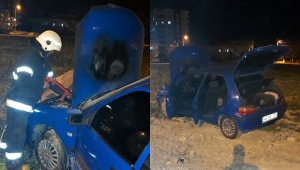 Kahramanmaraş’ta park halindeki otomobil yandı 