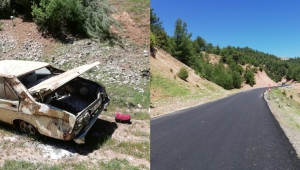 Kahramanmaraş’ta yoldan çıkan otomobil takla attı