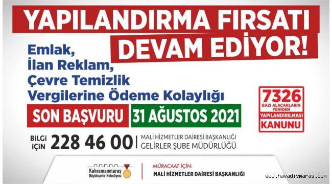 Büyükşehir’den Yapılandırma Kolaylığı