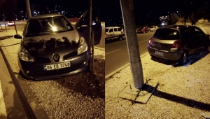 Direksiyon Hakimiyetini kaybetti refüje çarptı