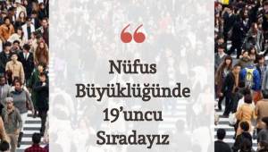 Nüfus Büyüklüğünde 19’uncu Sıradayız