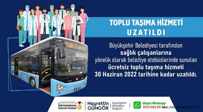 Kahraman Sağlıkçılara Belediye Otobüsleri Ücretsiz!..