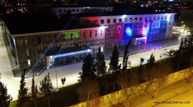 Emniyet Müdürlüğü binası polis haftasına özel ışıklandırıldı 