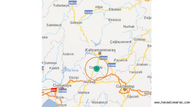 Türkoğlu içesinde 2.7 büyüklüğünde deprem meydana geldi