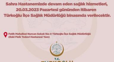 Türkoğlu Sağlık Hizmetleri İlçe Sağlık Müdürlüğünde verilecek..