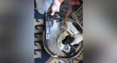 Yoğurt kabında kaçak silah operasyonu..