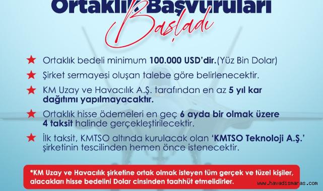 KM Uzay ve Havacılık A.Ş. Ortaklık Başvuruları Başladı!..