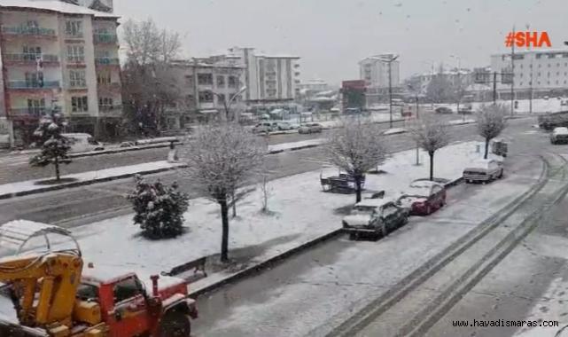 Kahramanmaraş'ta kar yağışı etkili oldu..