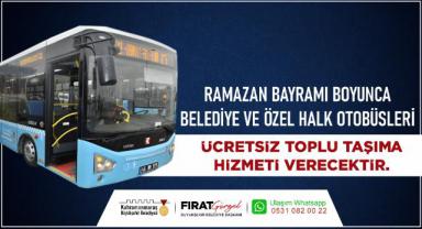 Ramazan Bayramı’nda Ücretsiz Toplu Taşıma Hizmeti..