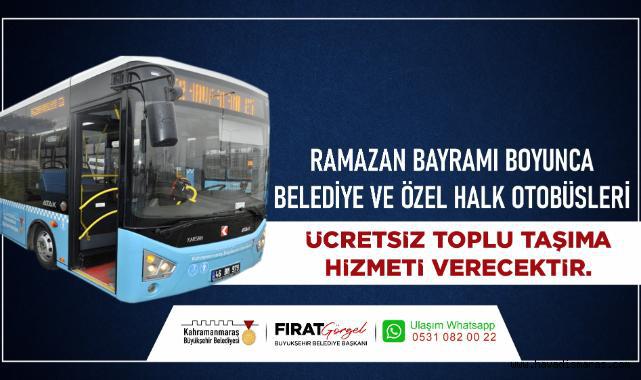 Ramazan Bayramı’nda Ücretsiz Toplu Taşıma Hizmeti..