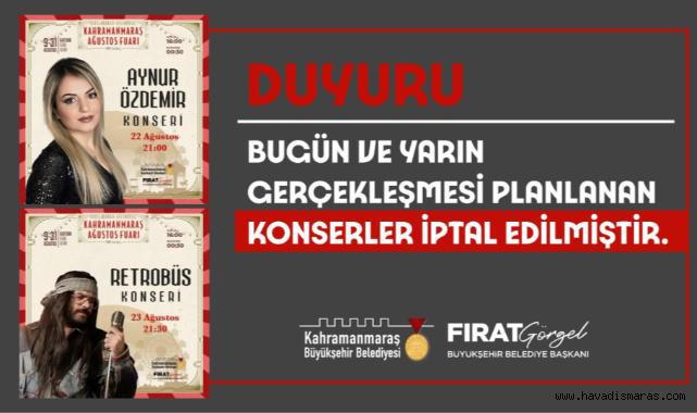 Ağustos Fuarı’nda yapılacak 2 Konser İptal Edildi!..