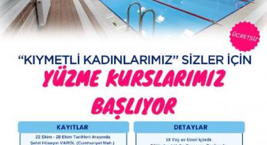 Onikişubat Belediyesi’nden kadınlara yönelik ücretsiz yüzme kursu.