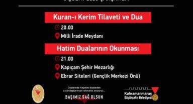 Deprem Şehitlerimizi Dualarla Yâd Edeceğiz
