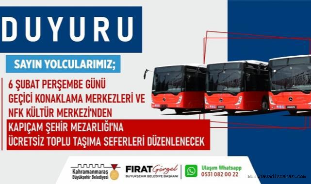 Kapıçam'a Ücretsiz Seferler Düzenlenecek..