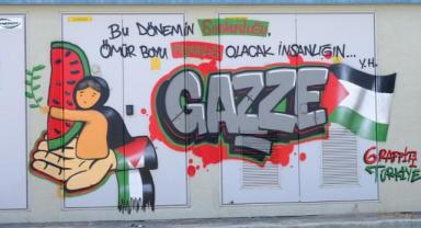 Onikişubat Belediyesi, Filistin temalı grafitilerle trafoları vicdan anıtına dönüştürdü..