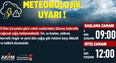 Andırın’da Sağanak Yağış Uyarısı!..