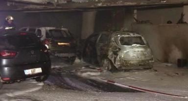 Apartman Otoparkında Korkutan Yangın..