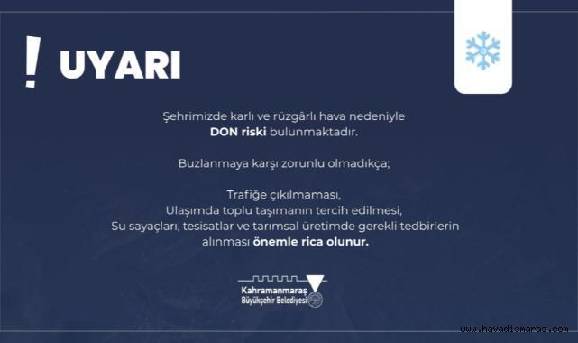 Şehir Genelinde Buzlanma ve Don Uyarısı!. Mümkünse Trafiğe Çıkmayın..