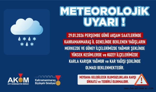 Vatandaşlar Yağmur ve Kar Yağışına Karşı Uyarıldı..
