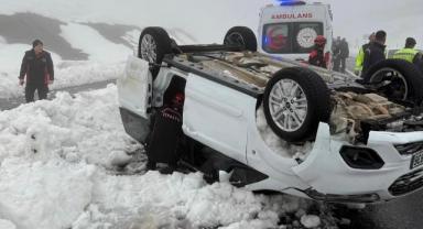 Kontrolden çıkan araç takla attı: 2’si çocuk 6 yaralı..