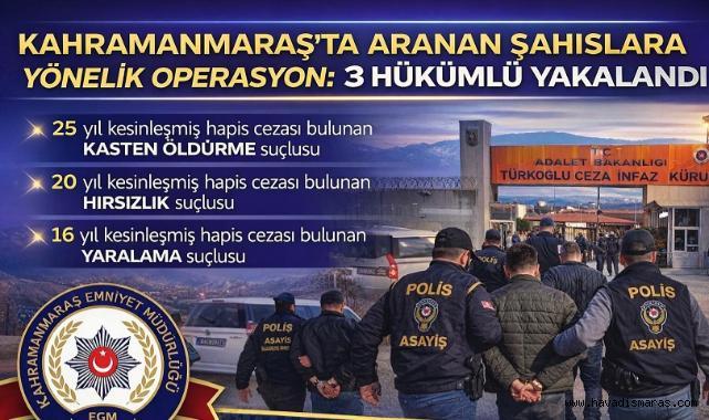 Aranan şahıslara yönelik operasyon: 3 hükümlü yakalandı..
