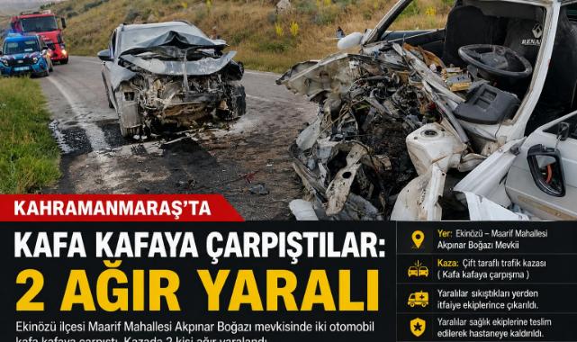 Kahramanmaraş’ta iki otomobil çarpıştı: 2 ağır yaralı 