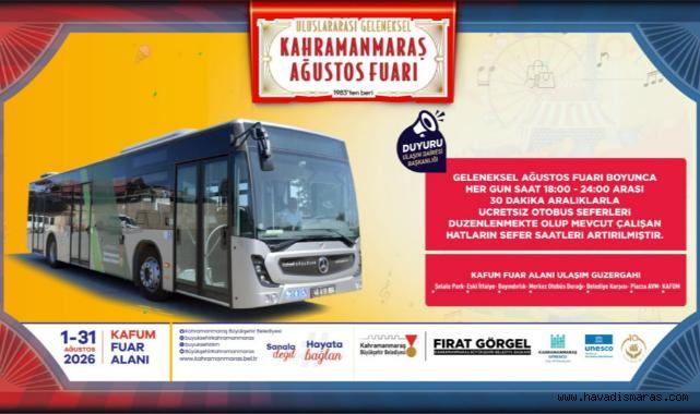 Fuar Boyunca Her Gün Saat 18.00 ile 24.00 Arasında Ücretsiz Sefer Düzenlenecek