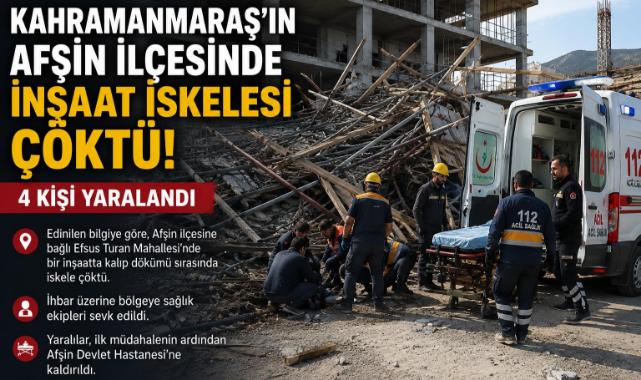 Kahramanmaraş’ta İnşaat İskelesi Çöktü: 4 İşçi Yaralandı