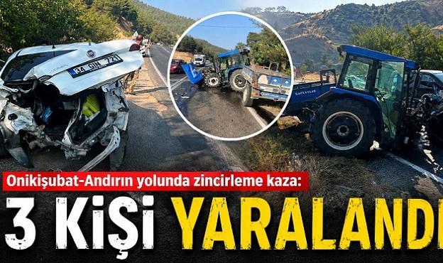 Kahramanmaraş’ta traktör ve otomobilin karıştığı kazada 3 kişi yaralandı..