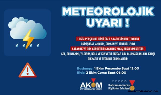 4 İlçede Sağanak Yağış Uyarısı!