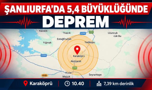 Şanlıurfa'da 5,4 büyüklüğünde deprem..