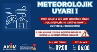 17 Ekim'de Kuzey İlçeler İçin Kuvvetli Rüzgâr Uyarısı..