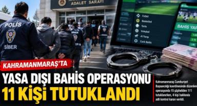Kahramanmaraş’ta yasa dışı bahis operasyonu: 11 kişi tutuklandı
