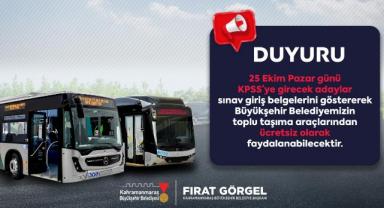 KPSS Adaylarına Ücretsiz Ulaşım