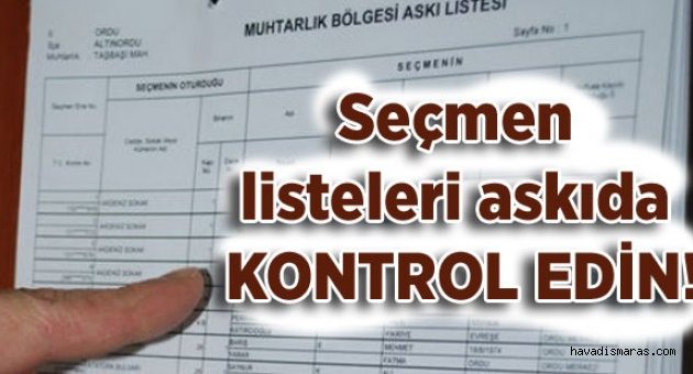 Seçmen listeleri askıda…